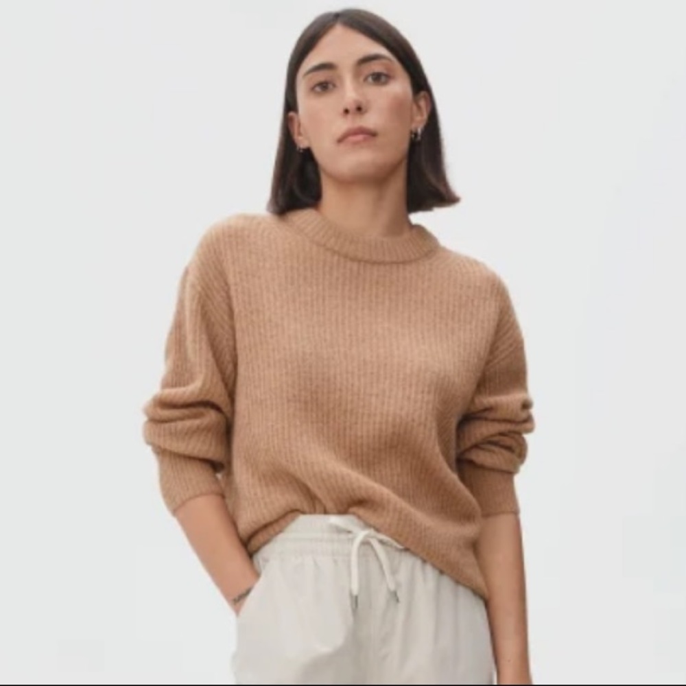 The Oversized Alpaca sweater, color is blue
